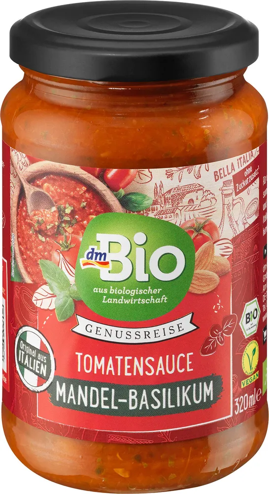 Tomatensauce Mandel-Basilikum