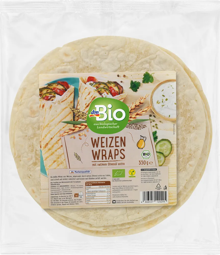 Weizen Wraps mit nativem Olivenöl extra