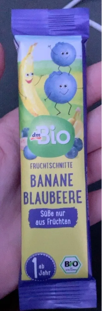 Fruchtschnitte Banane Blaubeere