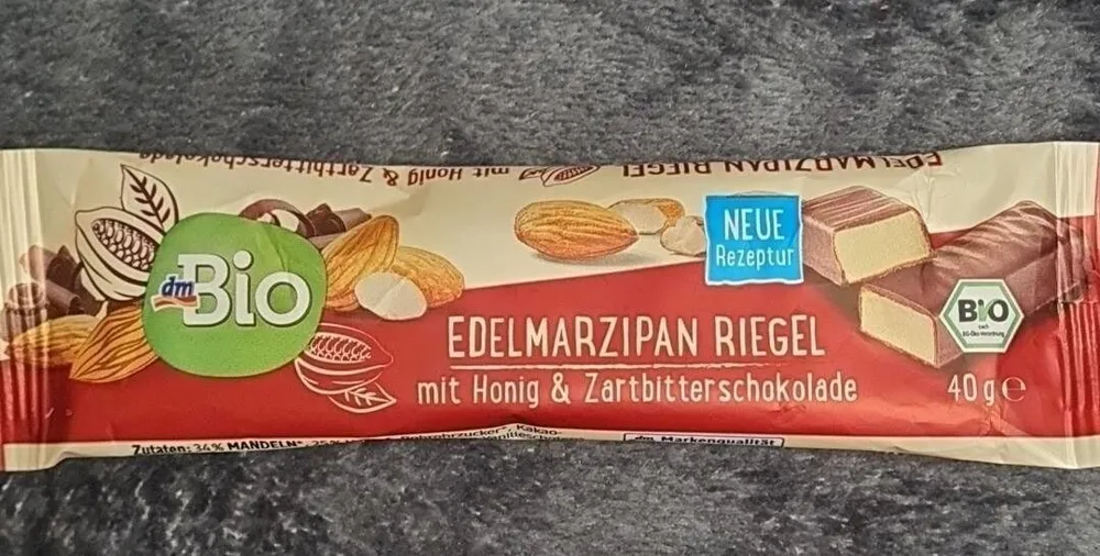 Edelmarzipan Riegel mit Honig und Zartbitterschokolade