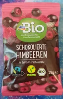 schokolierte Himbeeren in Zartbitterschokolade