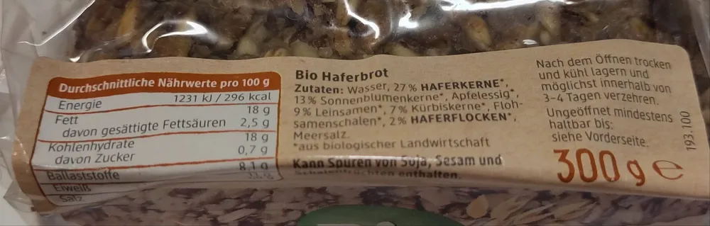 Das Pure Hafer- und Saatenbrot