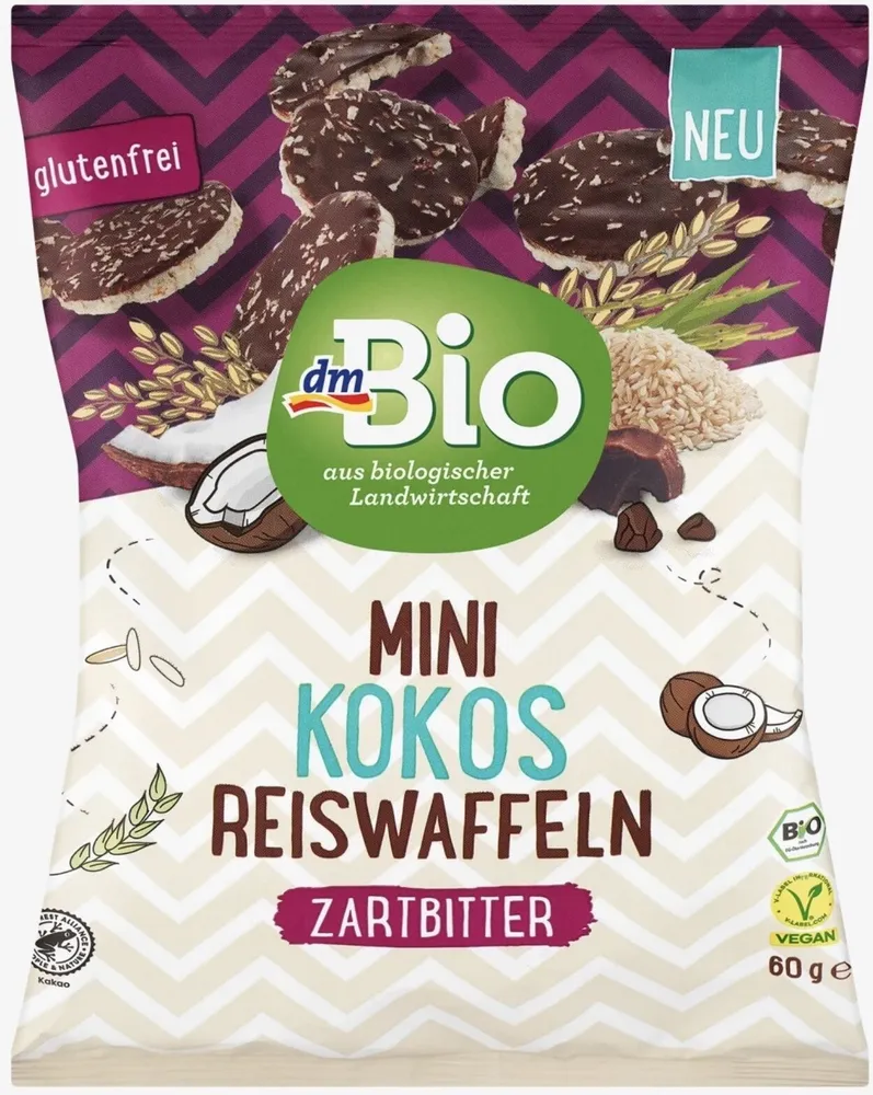 Mini Kokos Reiswaffeln Zartbitter
