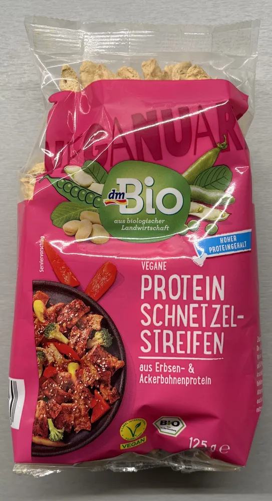 Vegane Protein Schnetzel-Streifen aus Erbsen & Ackerbohnenprotein