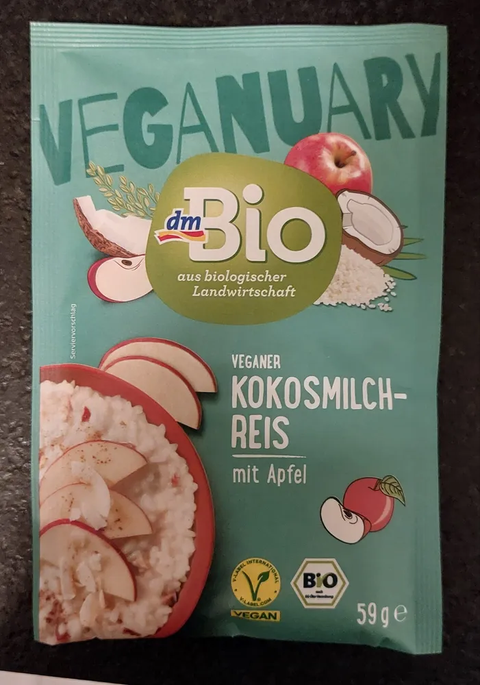 Veganer Kokosmilchreis mit Apfel