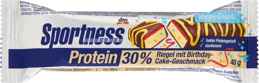 Protein 30% Riegel mit Birthday-Cake-Geschmack