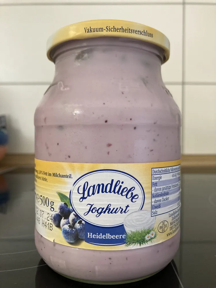 Landliebe Joghurt Heidelbeere,4067517001551 Joghurt mit 13,5 % Heidelbeerzubereitung, 3,8 % Fett im Milchanteil