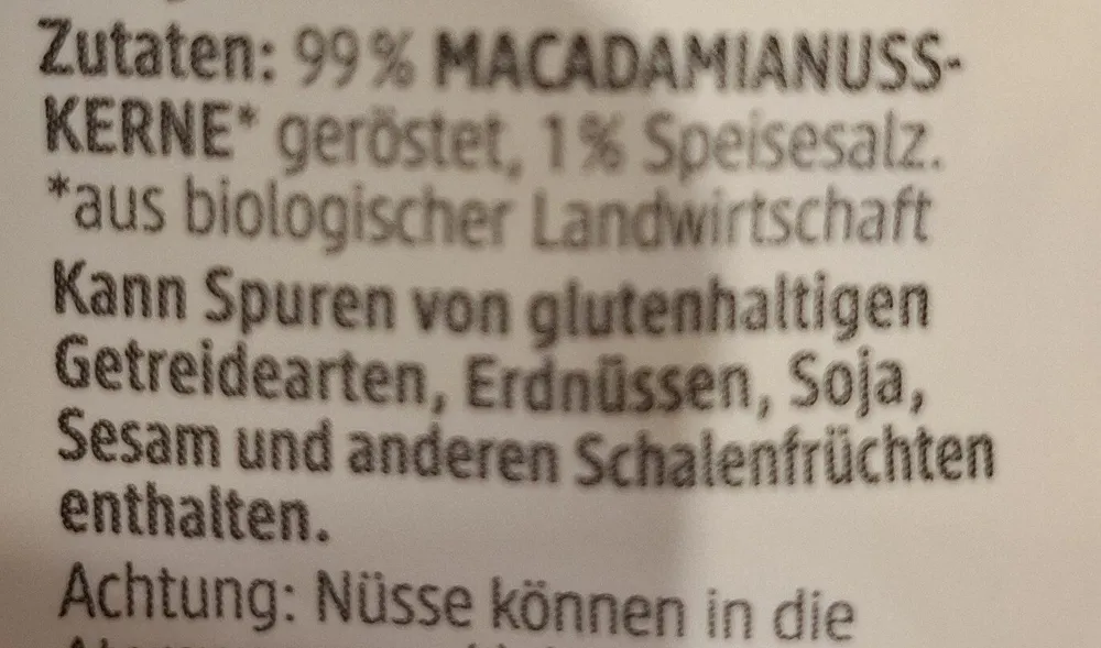 Macadamianüsse - geröstet & gesalzen