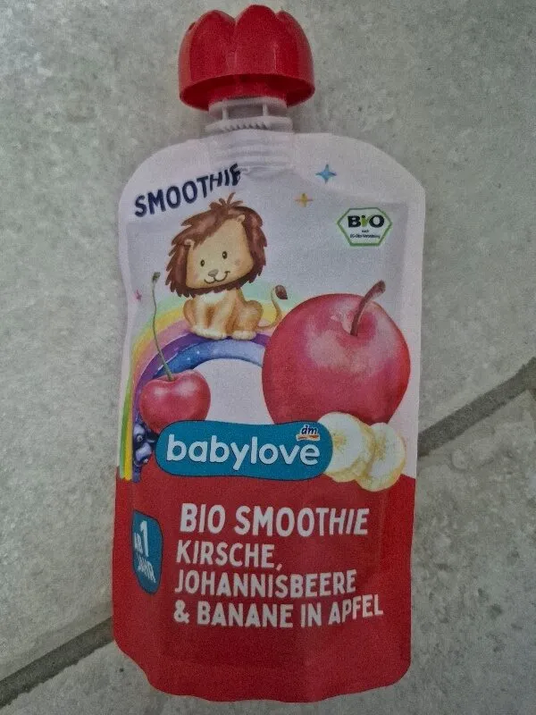 Bio Smoothie Kirsche, Johannisbeere & Banane in Apfel