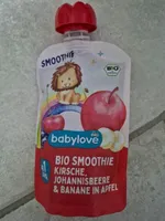 Bio Smoothie Kirsche, Johannisbeere & Banane in Apfel