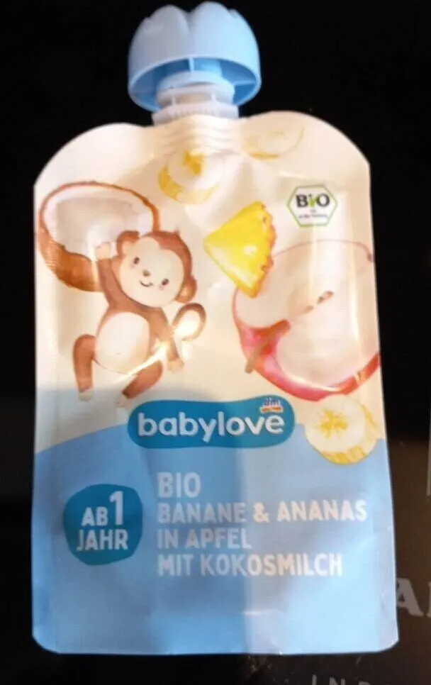 Compote bio banane et ananas in apfel mit kokosmilch