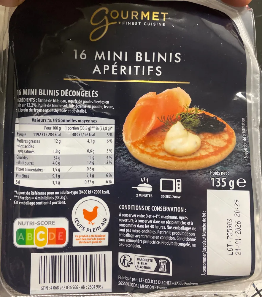 16 mini Blinis décongelés