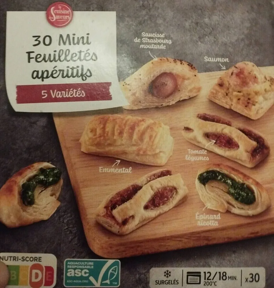 30 mini feuilletés apéritifs 5 variétés