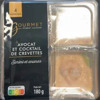 AVOCAT ET COCKTAIL DE CREVETTES Surimi et ananas