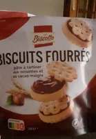Biscuits fourrés pâte à tartiner noisettes cacao maigre
