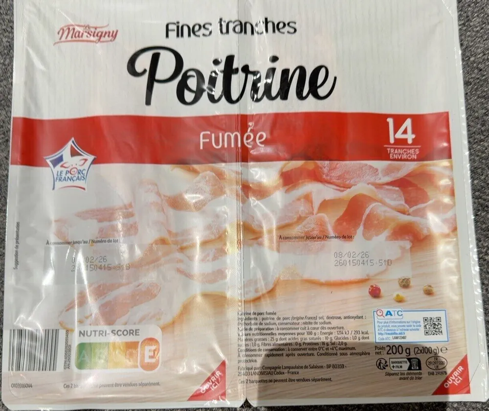 Fines tranches poitrine