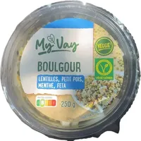 Boulgour lentilles petits pois menthe feta