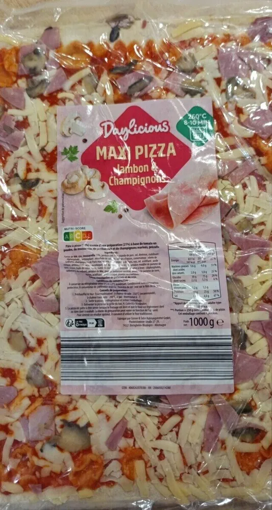 Maxi pizza jambon & champignons