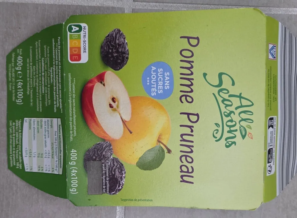 Compote Pomme Pruneau sans sucres ajoutés
