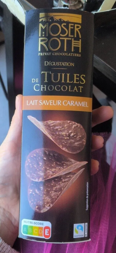 Tuiles de chocolat saveur lait caramel
