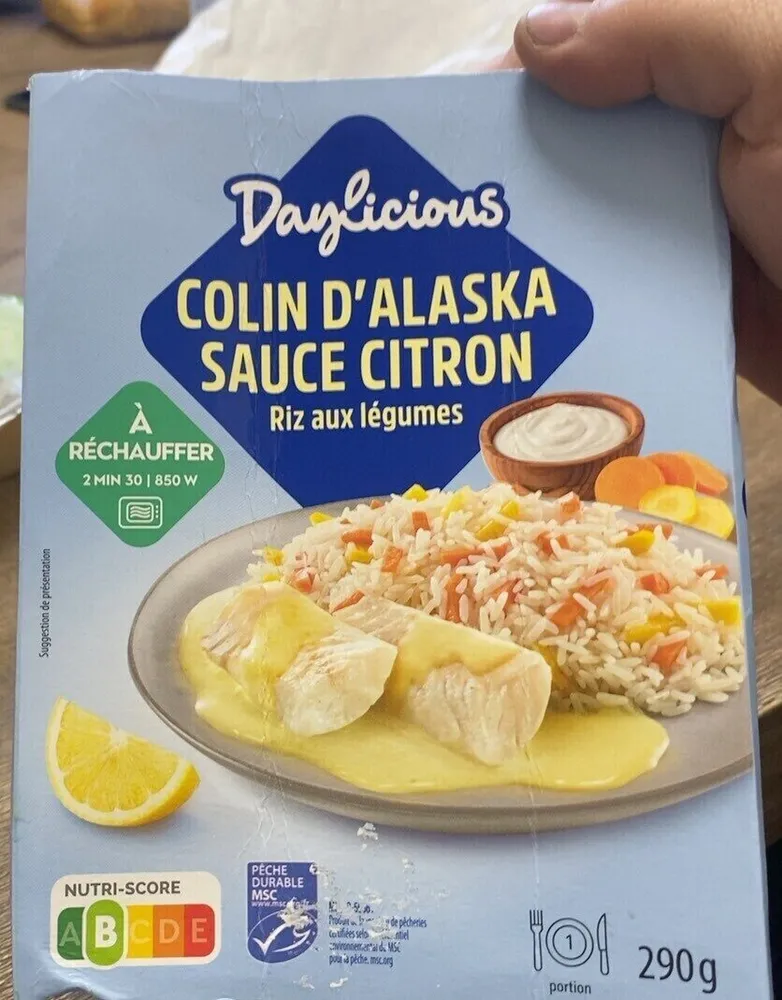 Colin d alaska sauce citron riz aux légumes