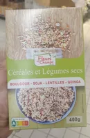Céréales et légumes secs boules rouges soja lentilles et quinoa