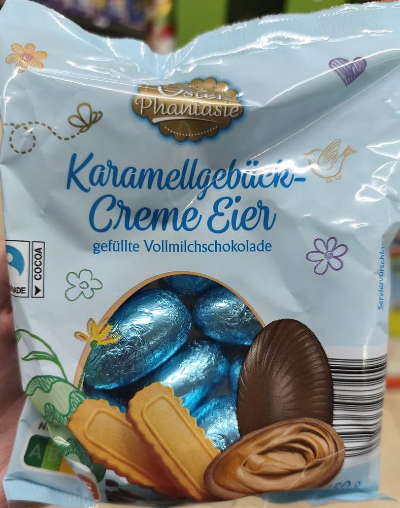 Karamellgebäck-Creme Eier gefüllte Vollmilchschokolade