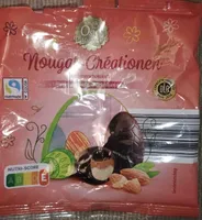 Nougat-Créationen, Zartbitterschokolade, Hasenuss-Nougat und Marzipancreme
