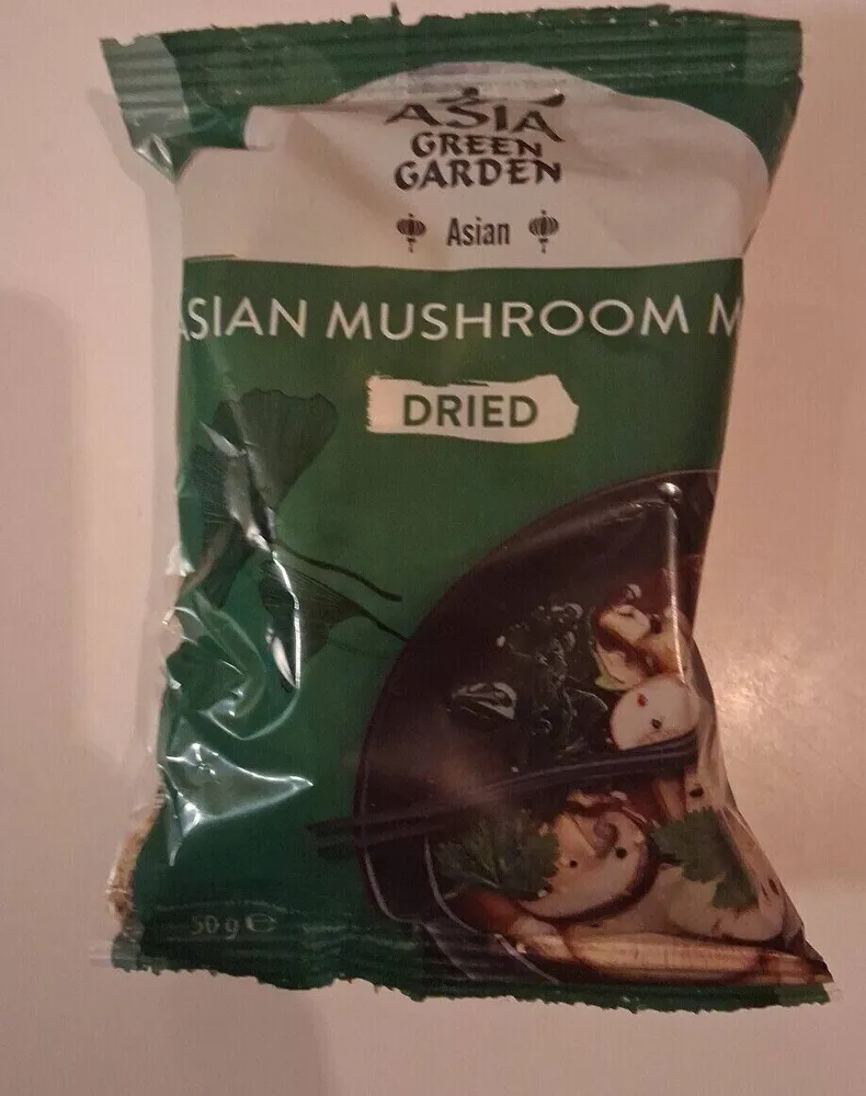 ALDI PILZE ASIA GREEN GARDEN (braun) Getrocknete Pilze Hergestellt in China; Pilzmischung, 50 g, 0.79€ Beutel 1kg 15.80€