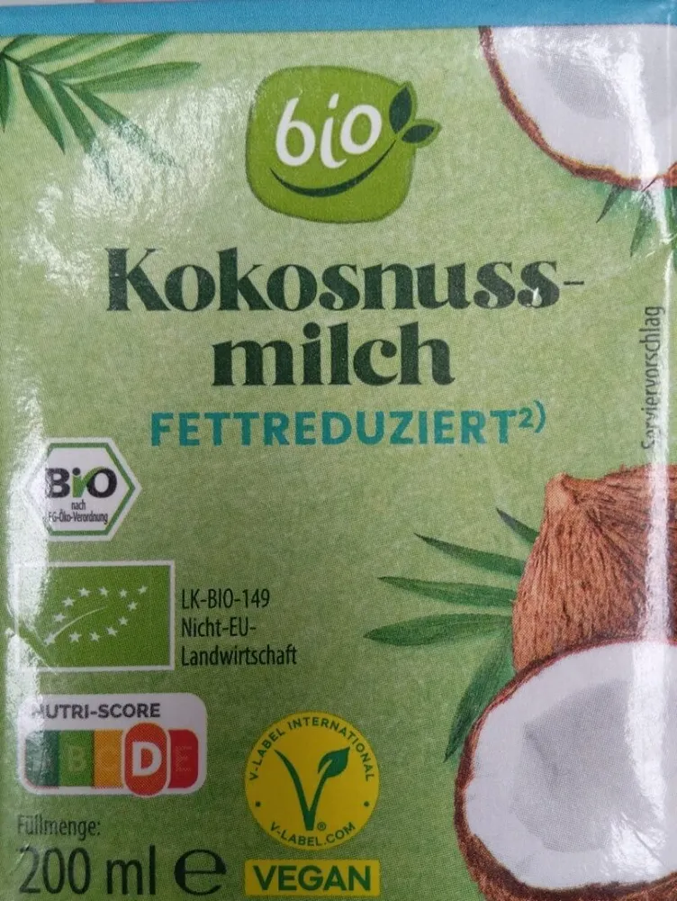 Kokussnussmilch Fettreduziert