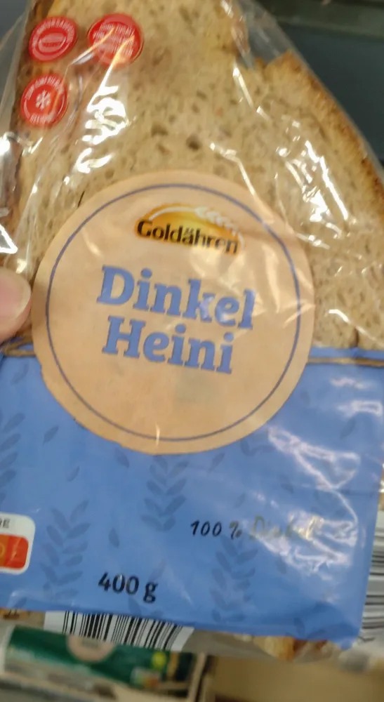 ALDI BROT GOLDÄHREN Dinkel-Heini Helles Dinkelmehlbrot aus 100 % Dinkel 1.89€ 400g Packung 1kg 4.73€