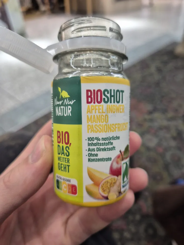 Bio-Shot - Apfel, Ingwer, Mango, Passionsfrucht