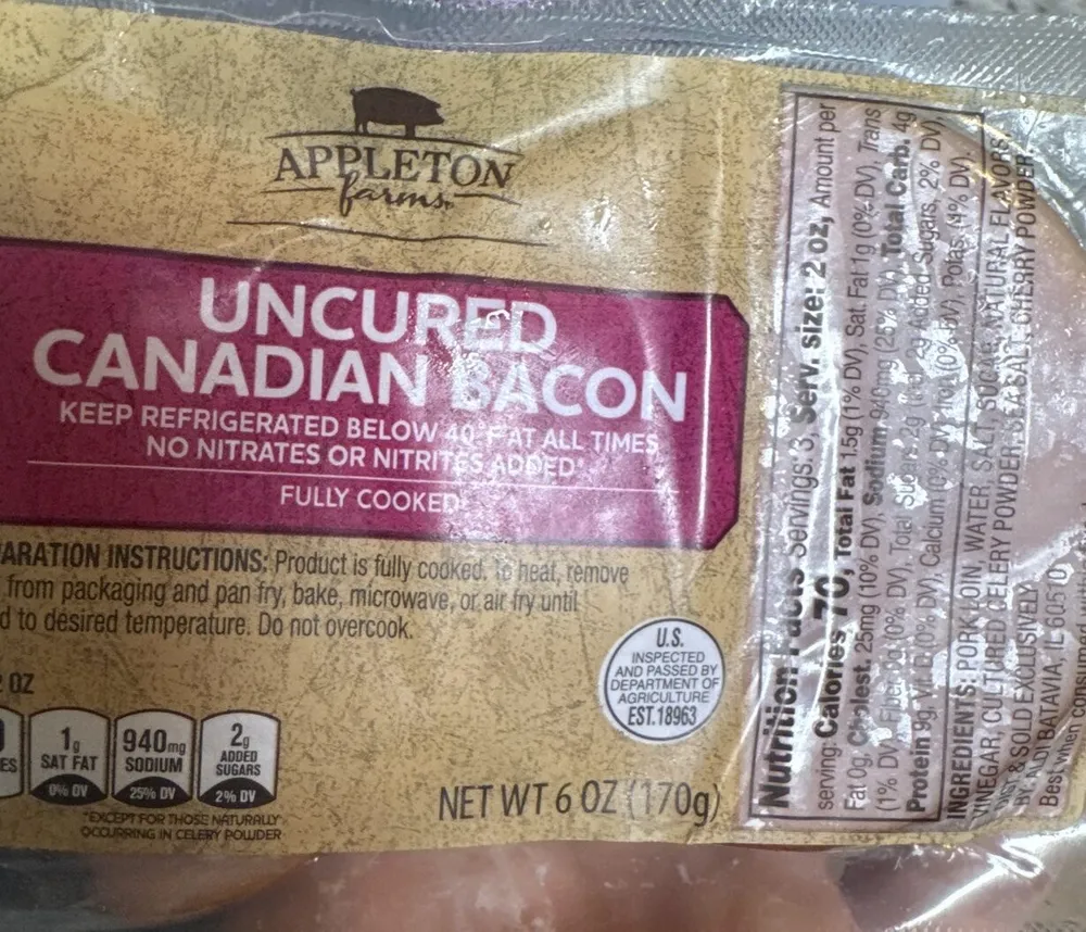 Uncured Canadian Bacon