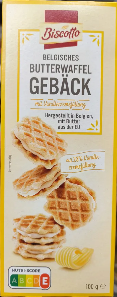 Belgische Butterwaffel Gebäck Vanillecremefüllung