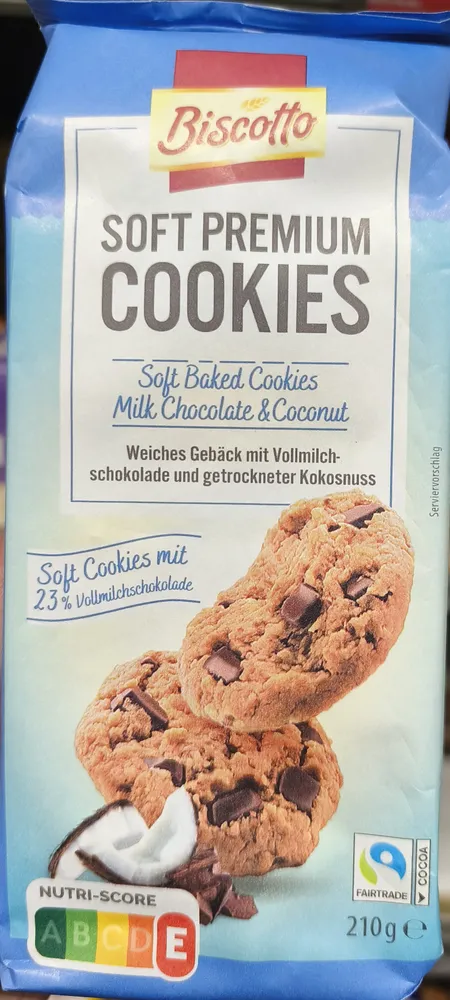 Soft premium cookies Milk chocolate & coconut