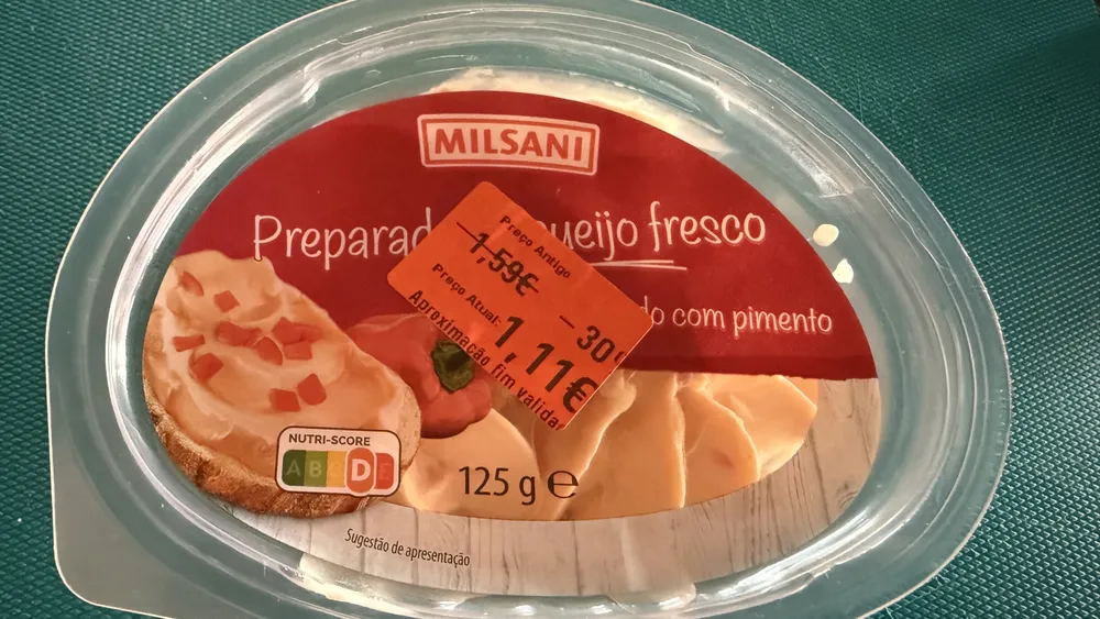 Preparado queijo fresco com pimento