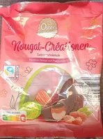 Nougat-Créationen, Zartbitterschololade, Haselnuss-Noigat und Marzipancreme