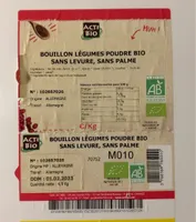 Bouillon légumes poudre bio sans levure sans palme