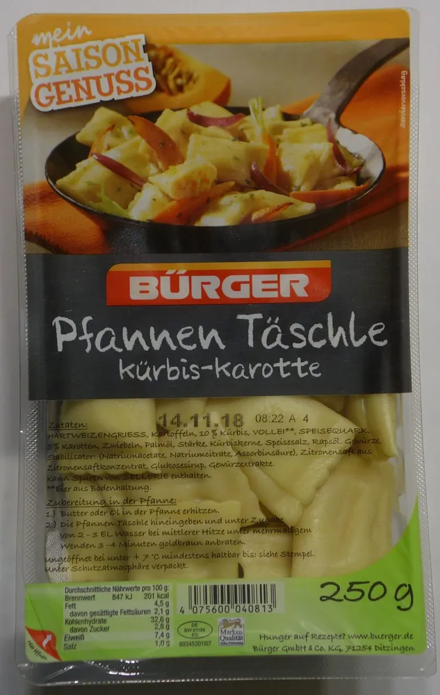 Pfannen Täschle Kürbis-Karotte