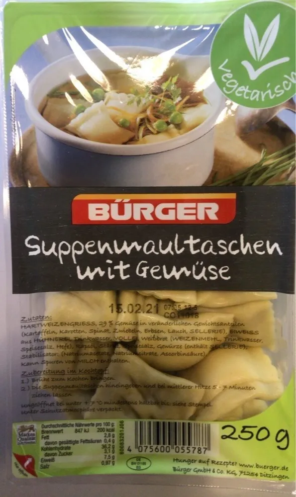 Suppenmaultaschen mit Gemüse