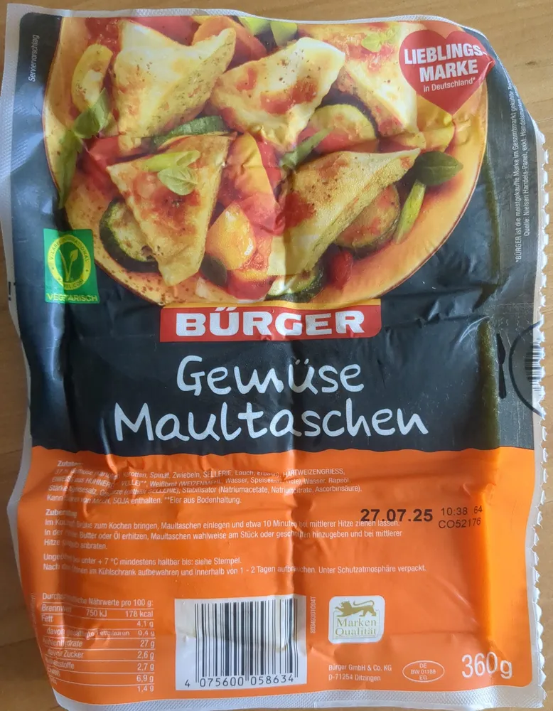 Gemüse-Maultaschen
