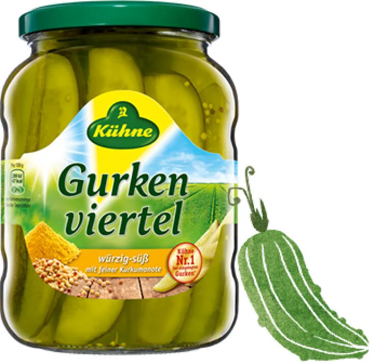 Gurken viertel würzig-süß mit feiner Kurkumanote