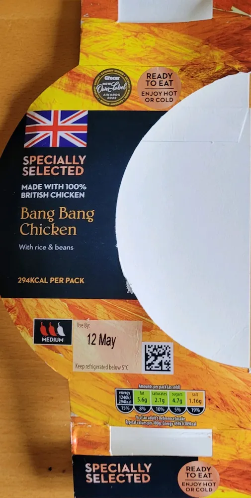 Bang bang chicken with rice and beans