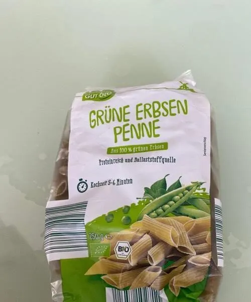 Grüne erbsen penne