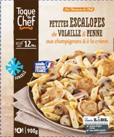 Petites escalopes de volaille, penne aux champignons & à la crème