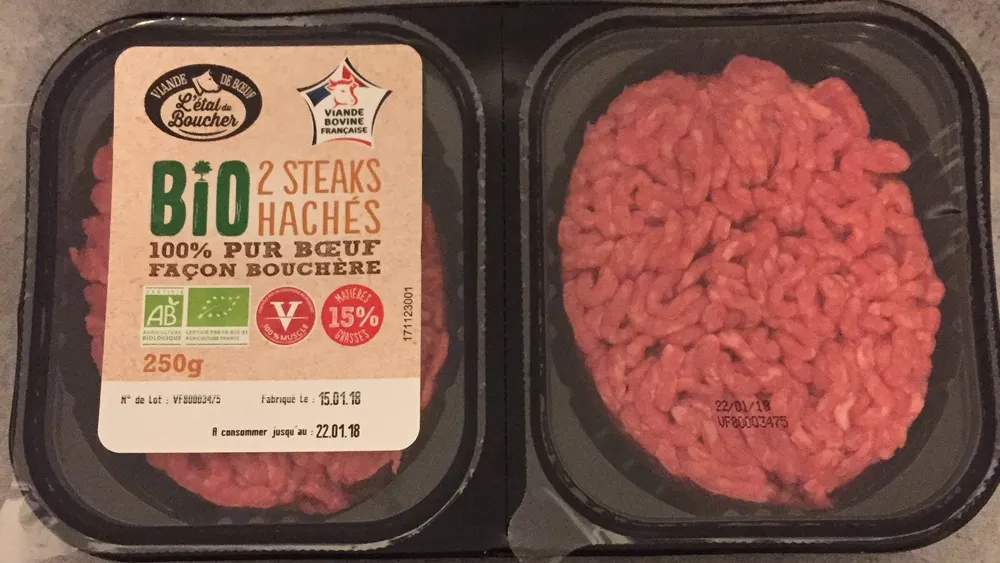 Steaks hachés bio 100% pur boeuf façon bouchère
