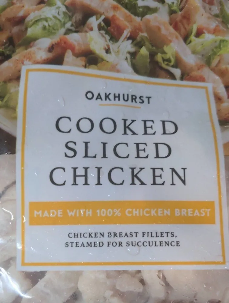 Cooked sliced chicken