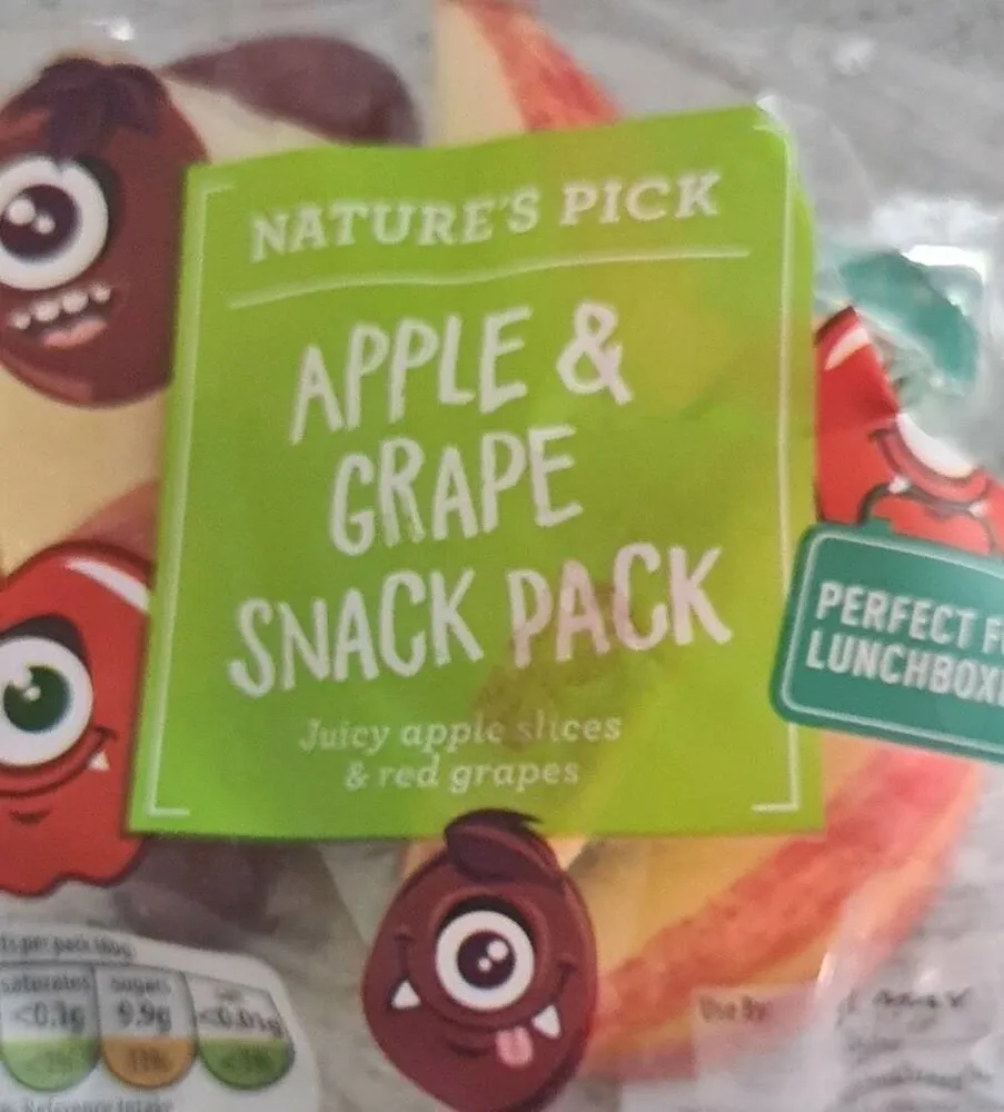 Sliced apple and grape