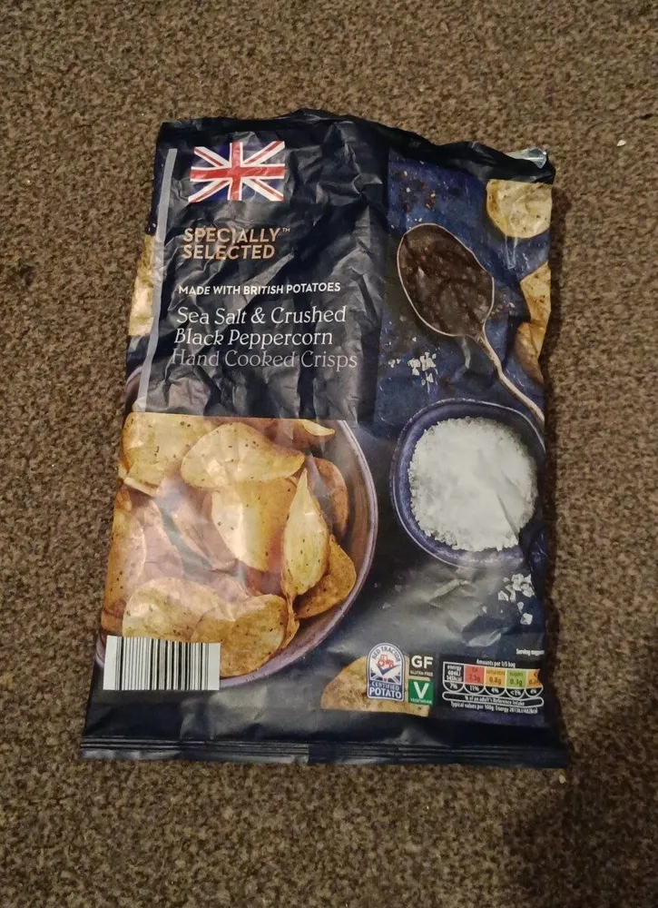 Sea Salt & Cracked Black Pepper Hand Cooked Crisps