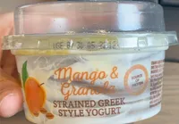 Mango and granola strained greek yogurt